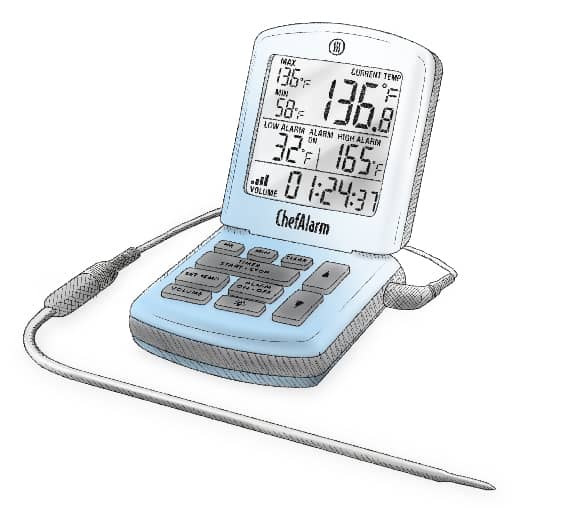ThermoWorks ChefAlarm Meat Thermometer/Timer Yellow probe/case See  Description